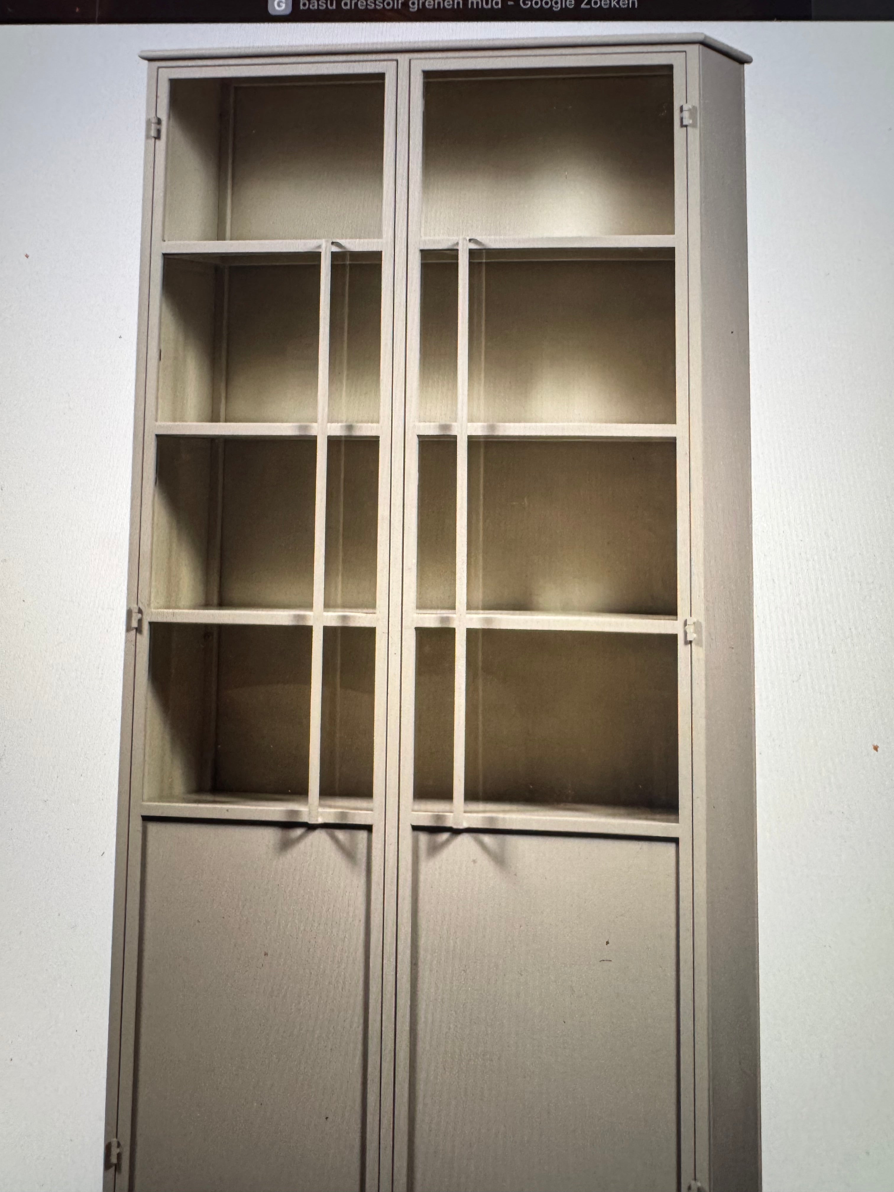 Exhibit XL 2 deurs Woood vitrinekast metaal zand