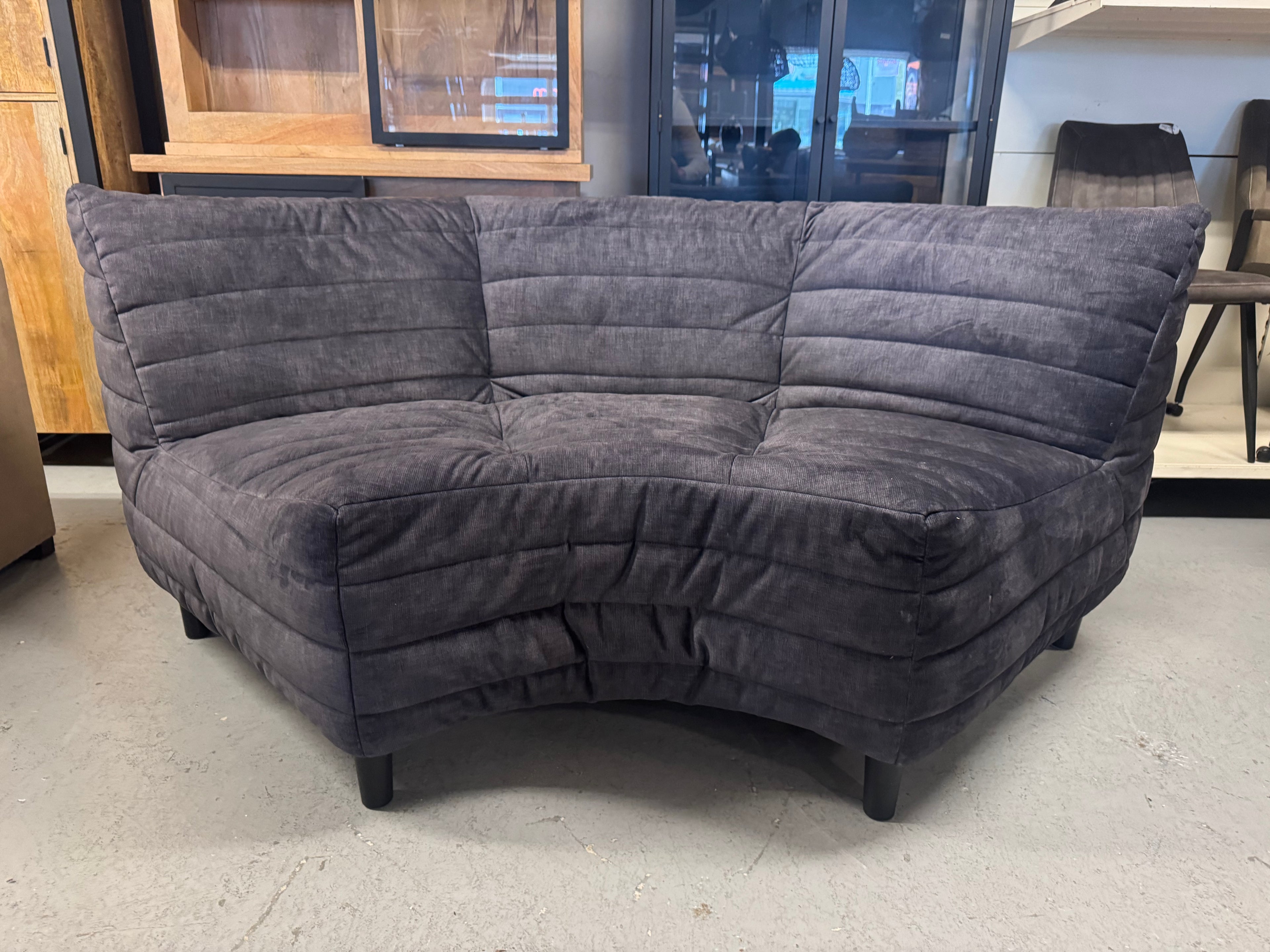 Ronde eettafelbank 200cm breed antraciet