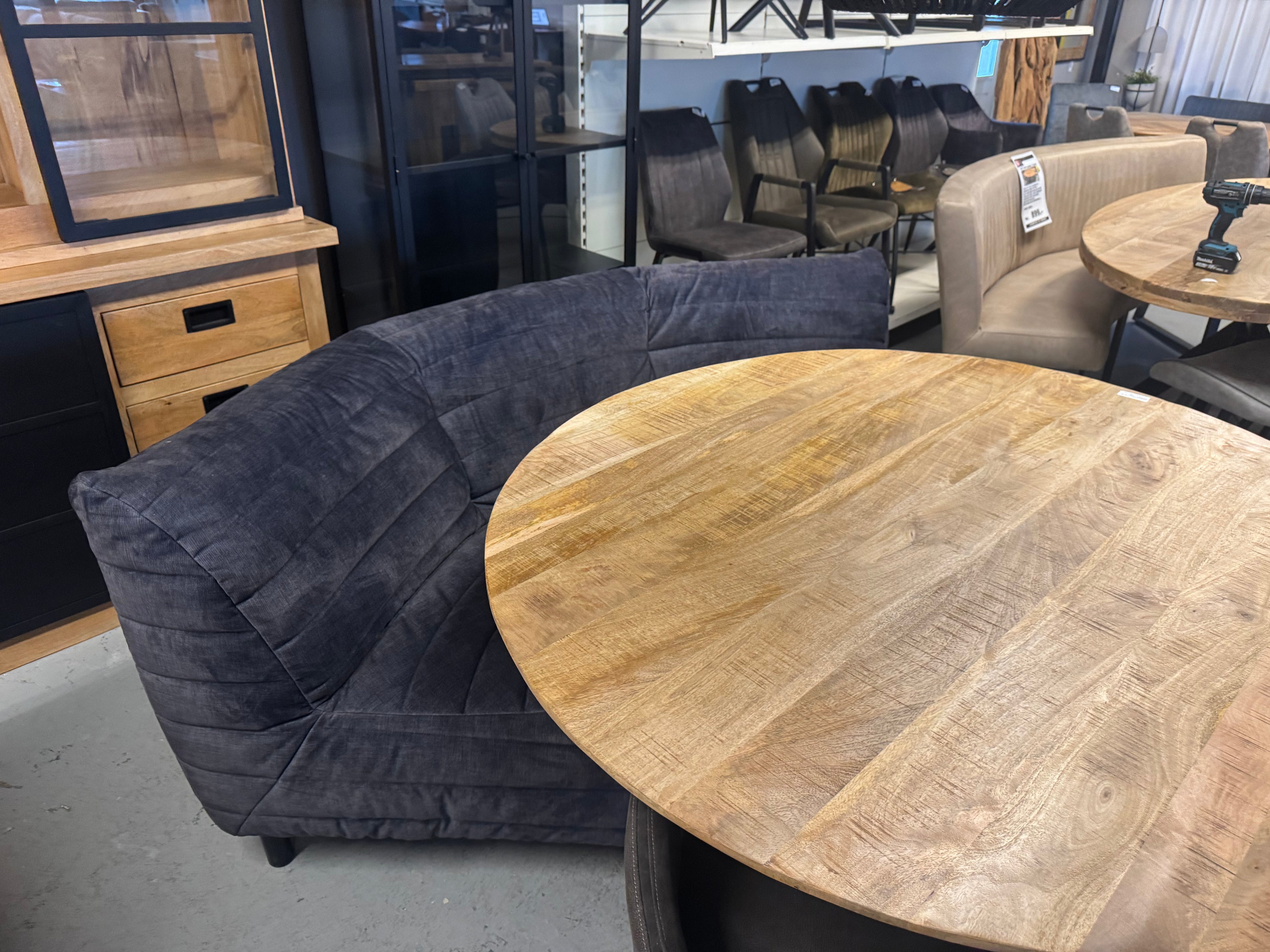 Ronde eettafelbank 200cm breed antraciet