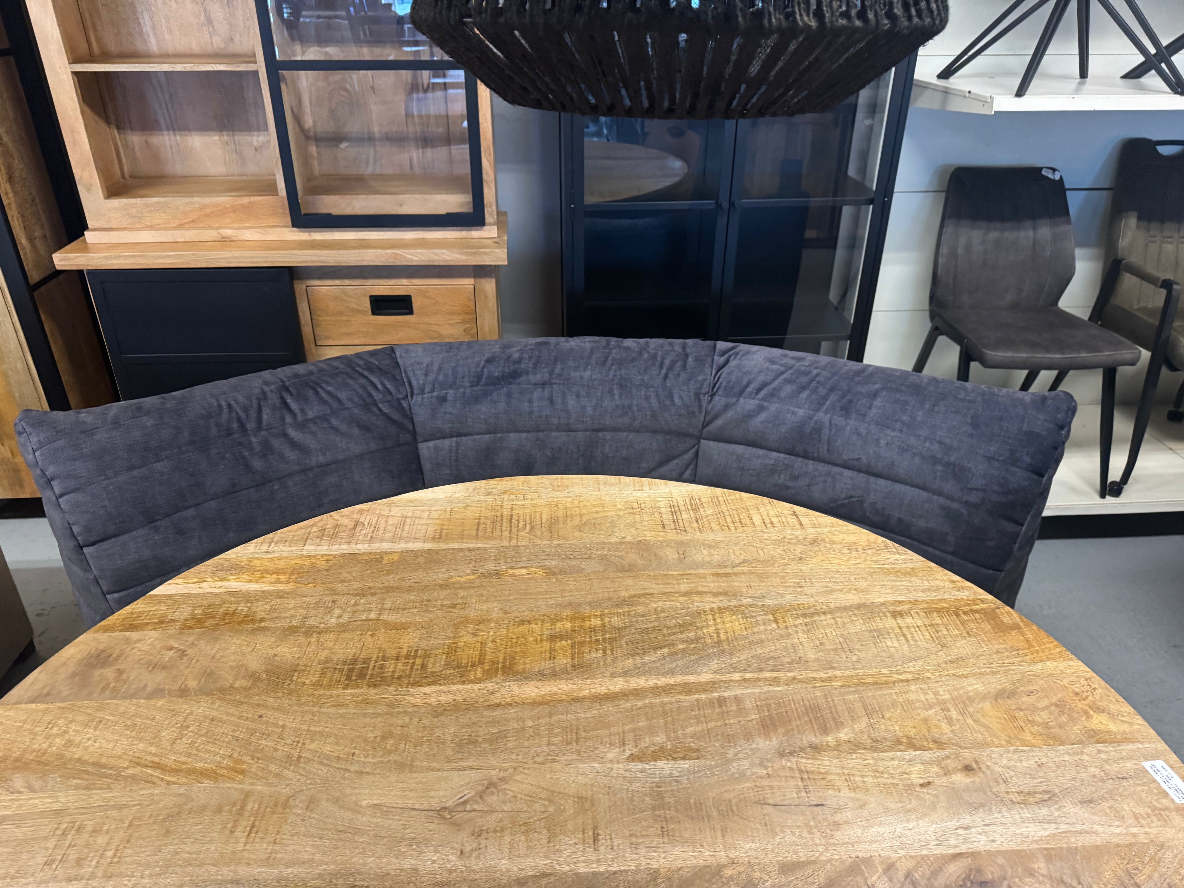 Ronde eettafelbank 200cm breed antraciet