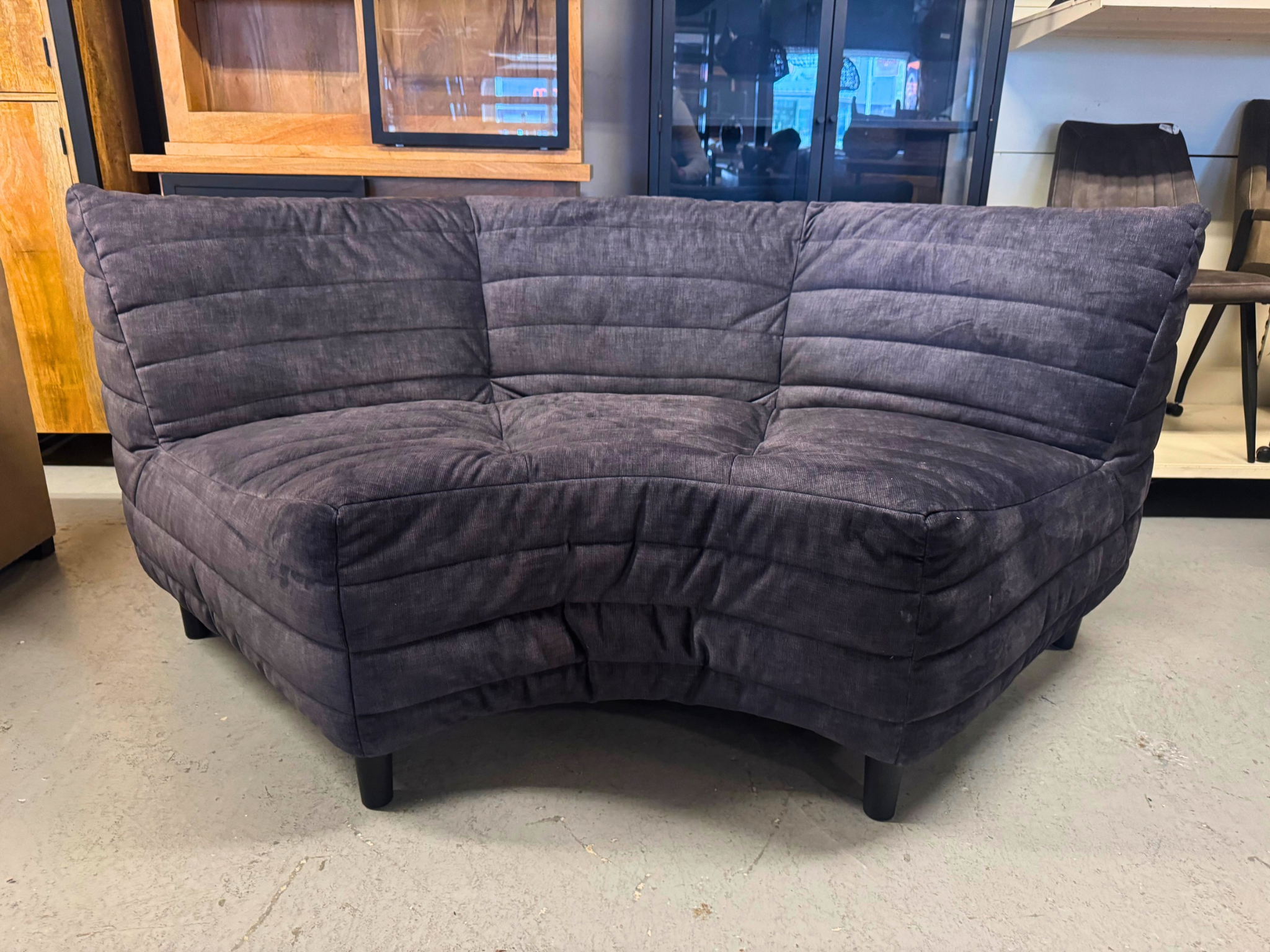 Ronde eettafelbank 200cm breed antraciet