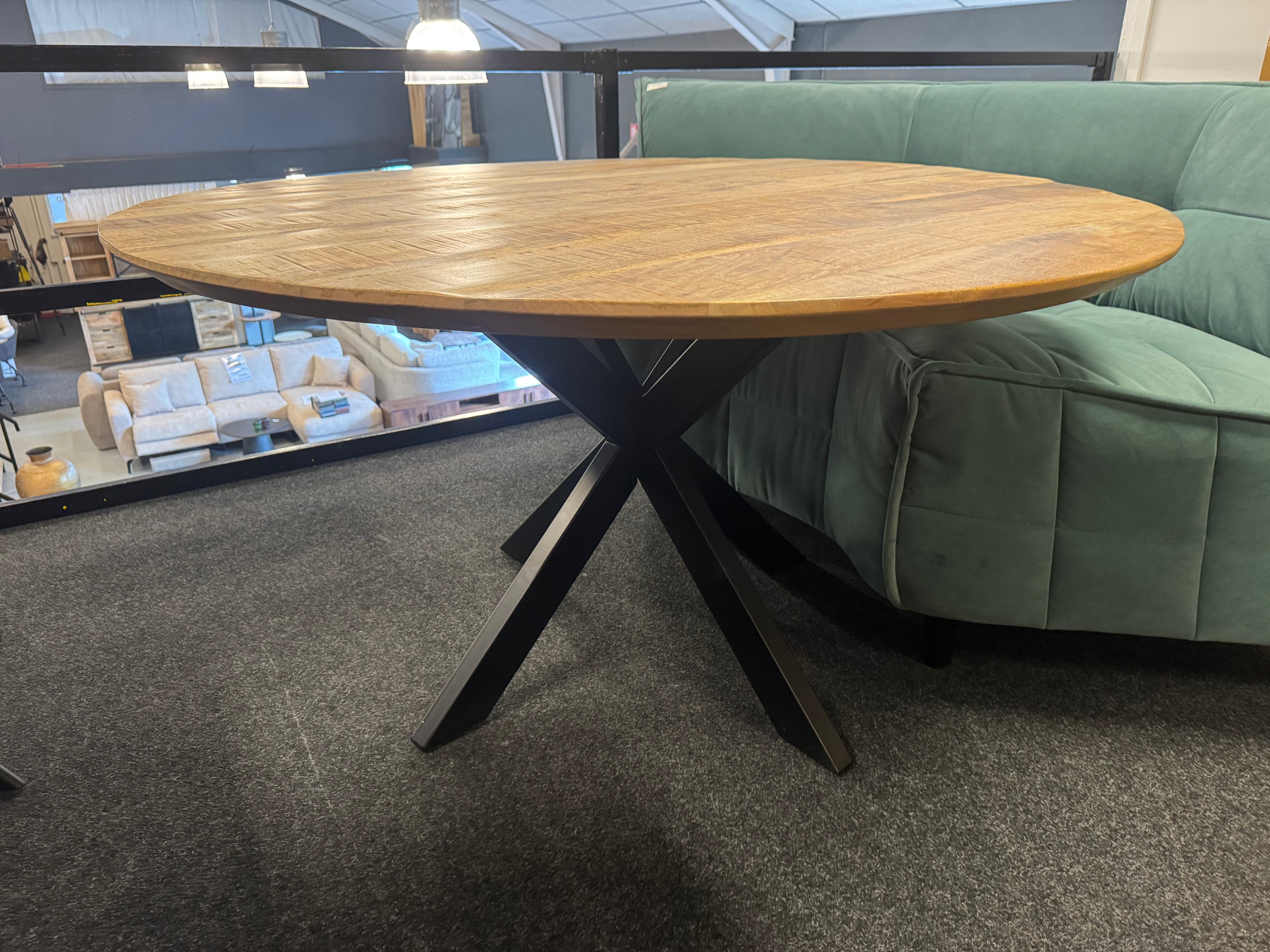 Ronde tafel robuust mangohout 140x77cm 4cm massief hout