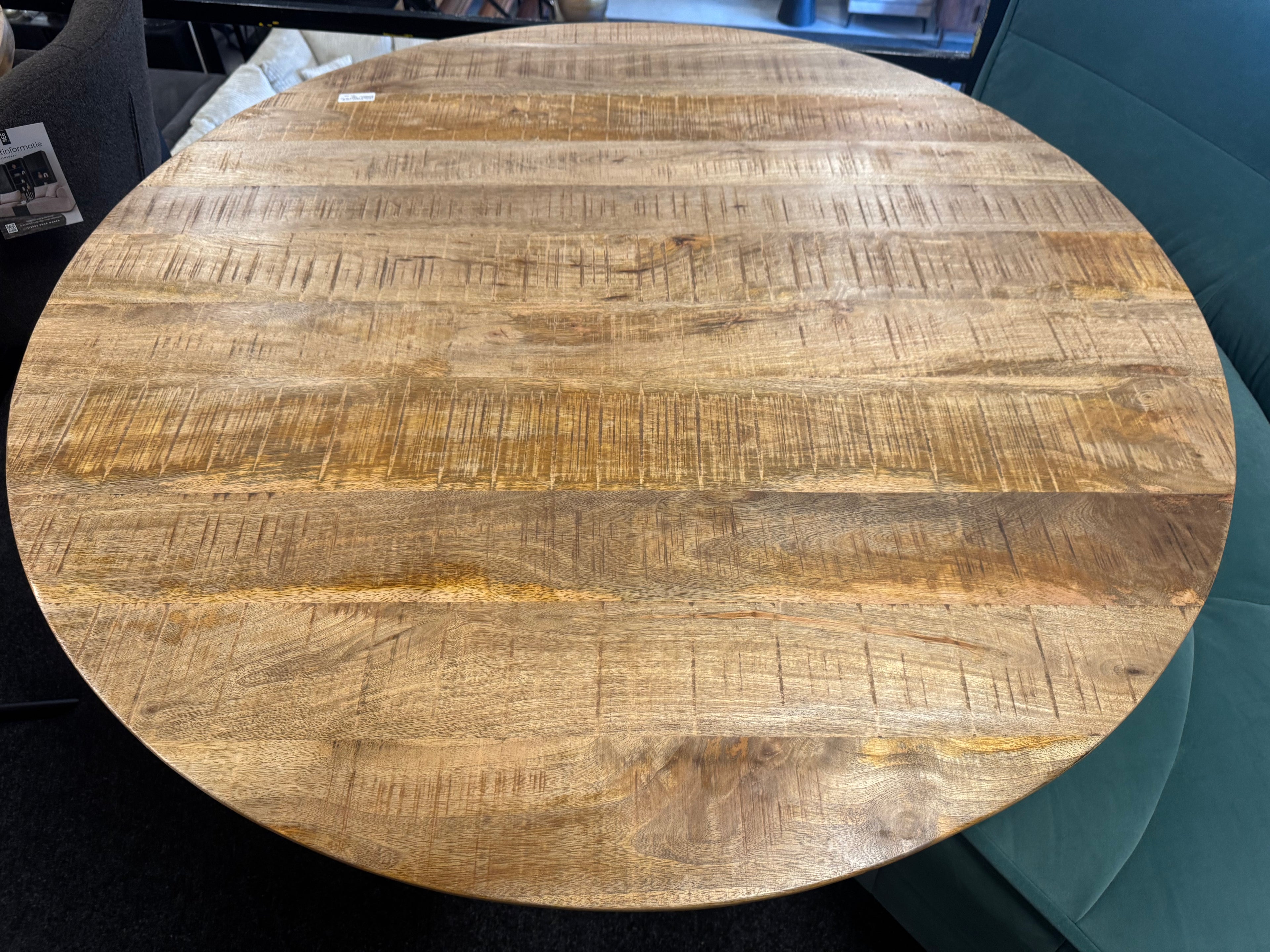 Ronde tafel robuust mangohout 140x77cm 4cm massief hout