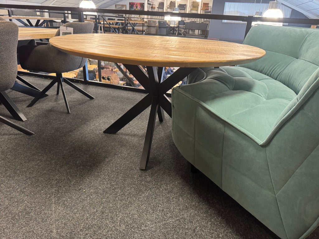 Ronde tafel robuust mangohout 140x77cm 4cm massief hout