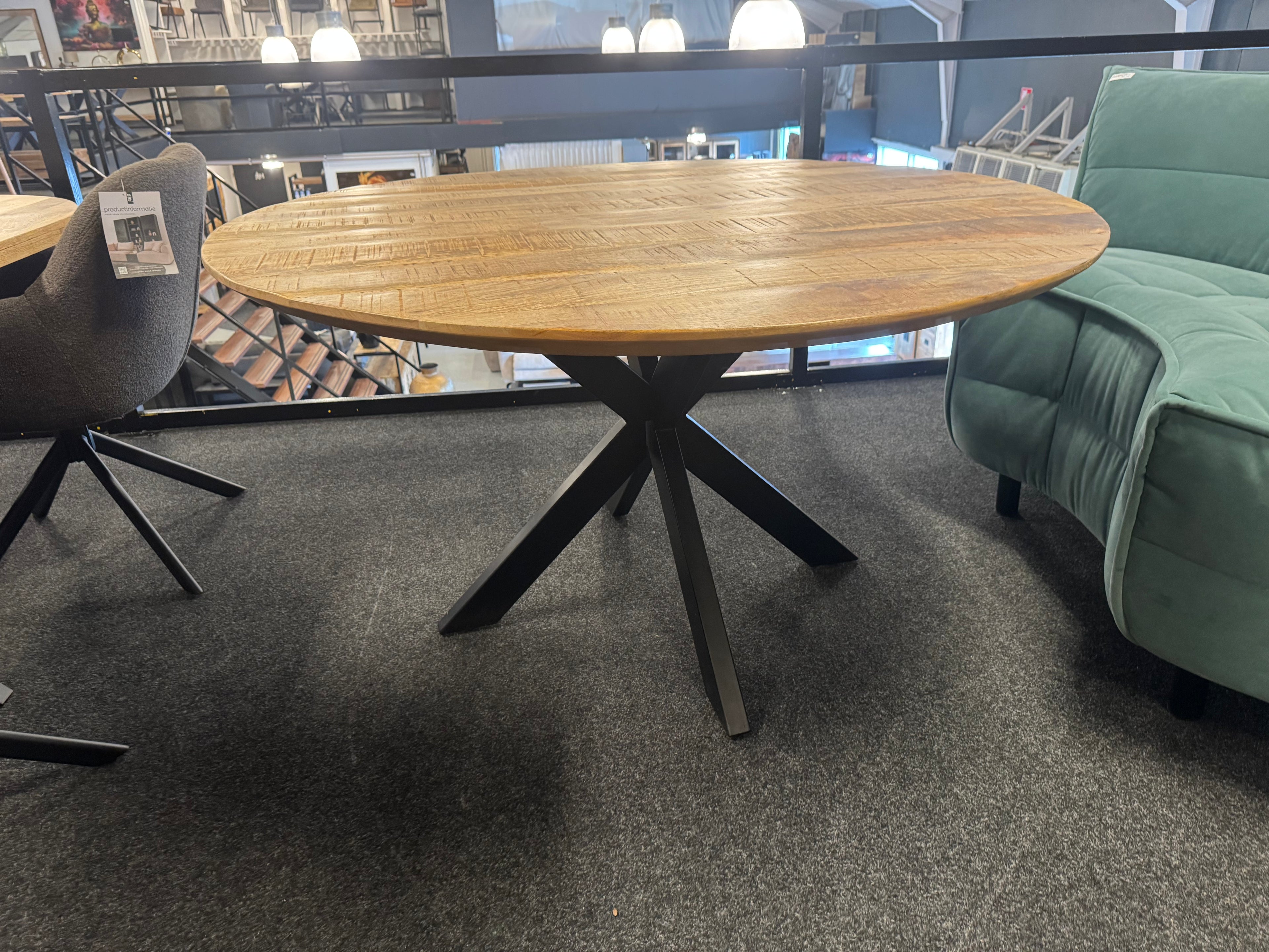 Ronde tafel robuust mangohout 140x77cm 4cm massief hout