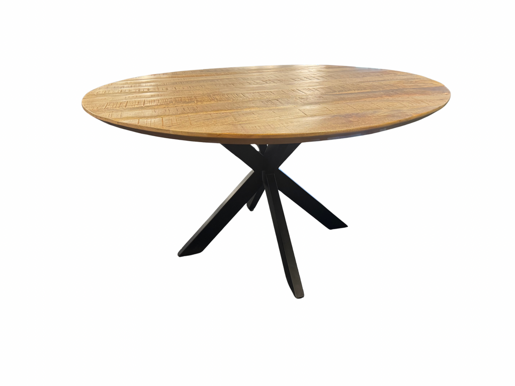 Ronde tafel robuust mangohout 140x77cm 4cm massief hout