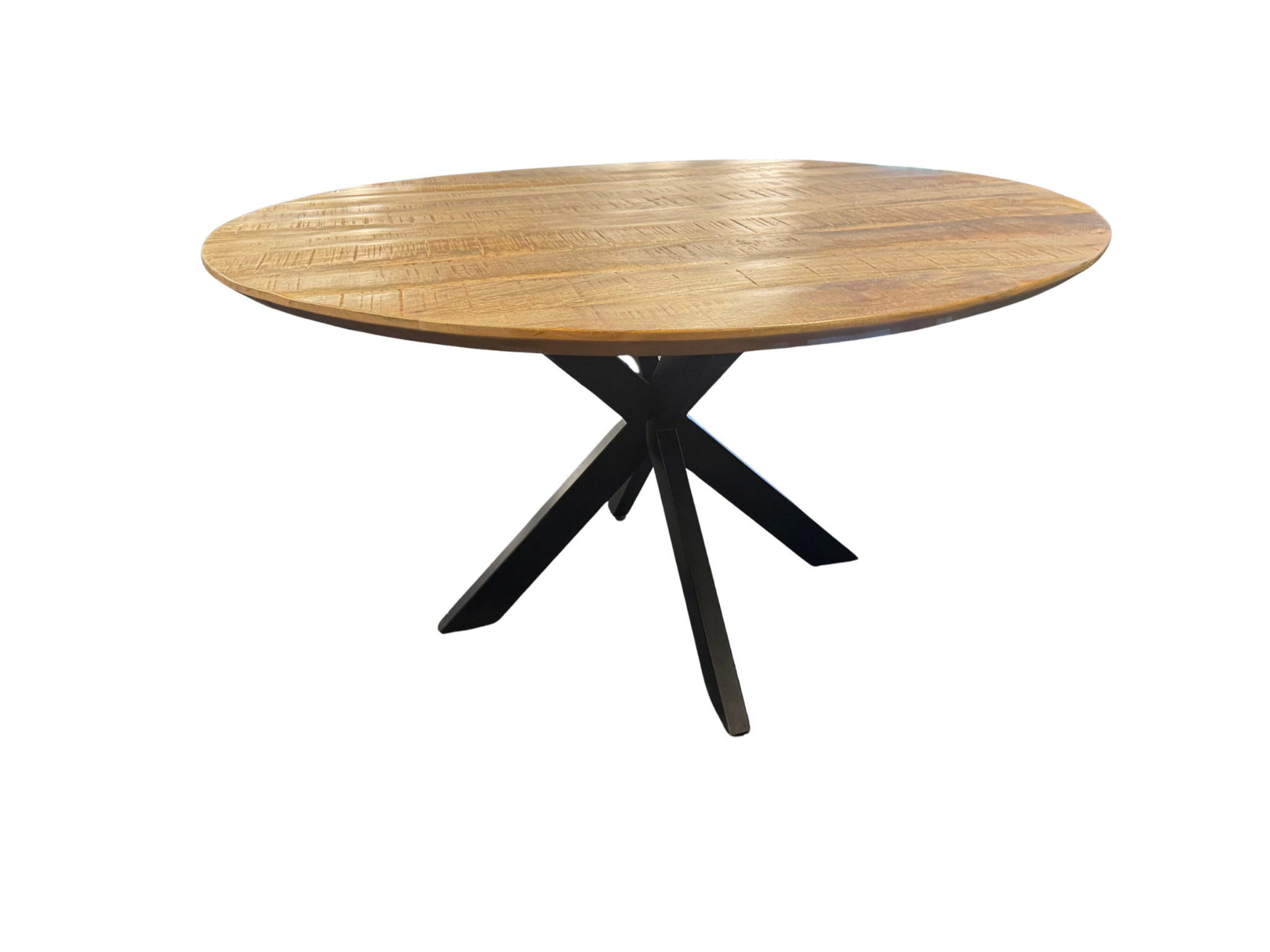 Ronde tafel robuust mangohout 140x77cm 4cm massief hout