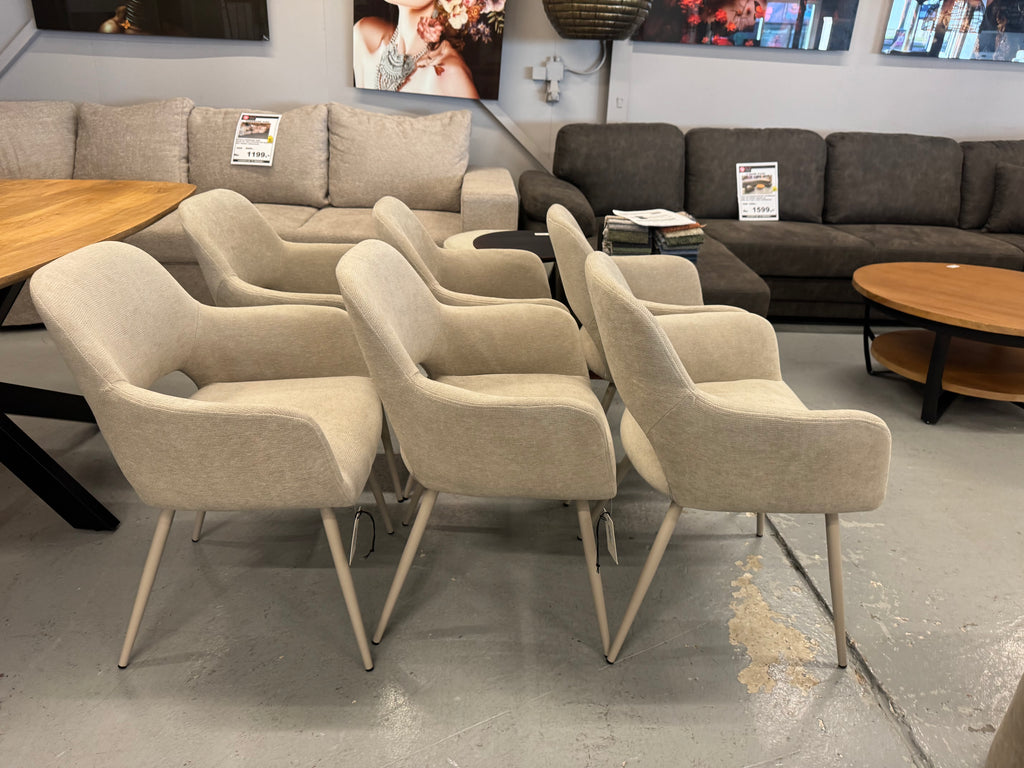 6 stuks Jenny eetkamerstoelen geweven stof naturel