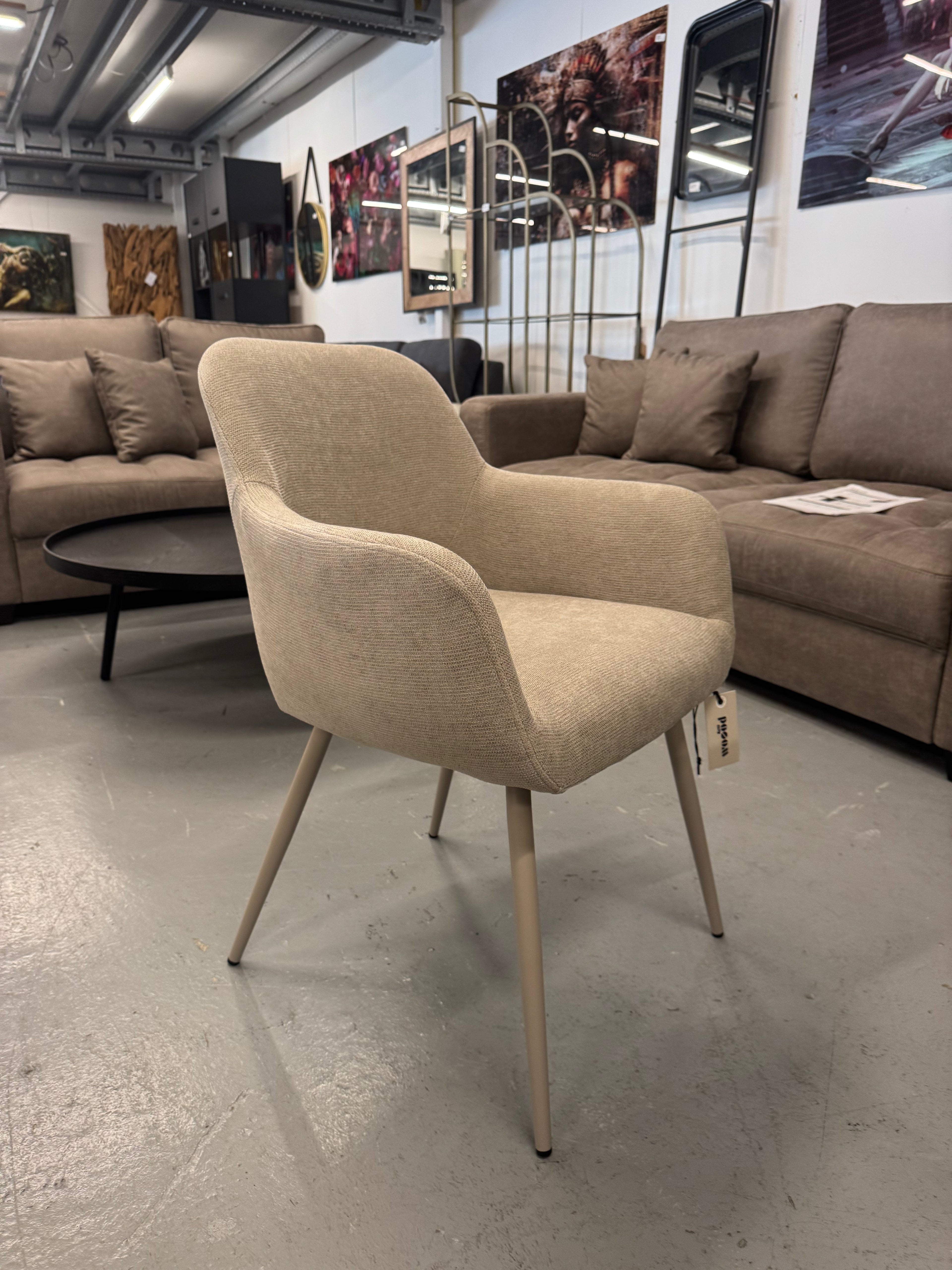 6 stuks Jenny eetkamerstoelen geweven stof naturel