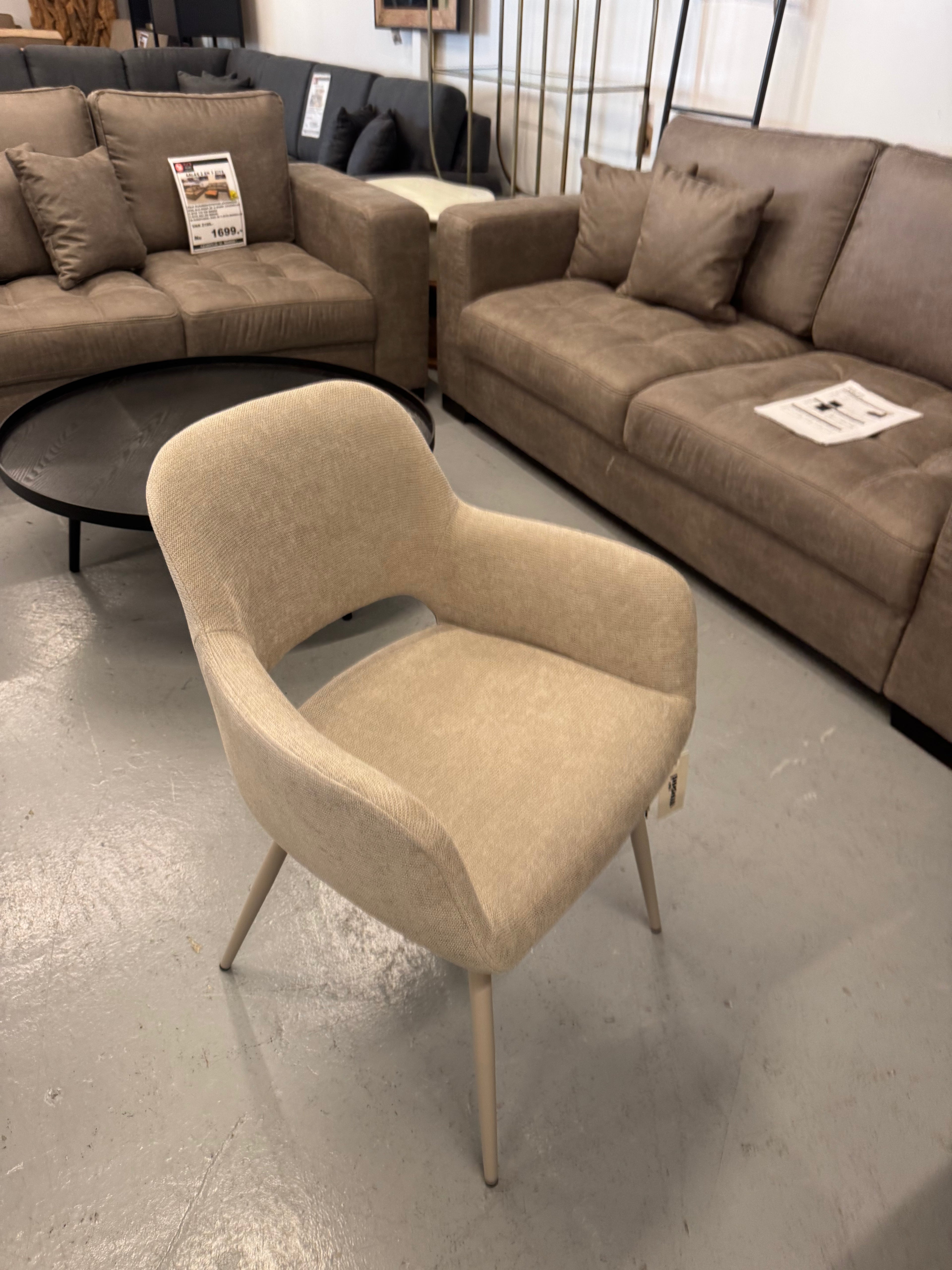 6 stuks Jenny eetkamerstoelen geweven stof naturel