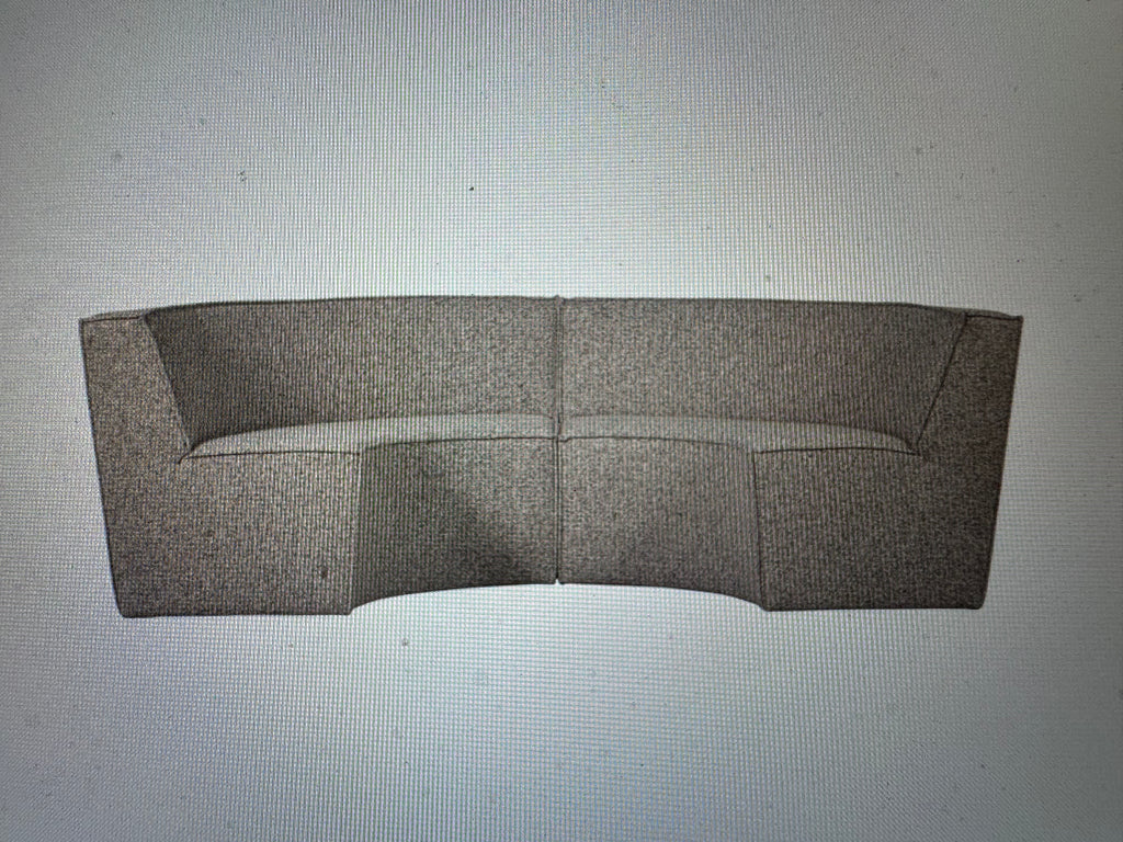 Europa 4 zits eetbank van Woood geweven stof zand/grijs