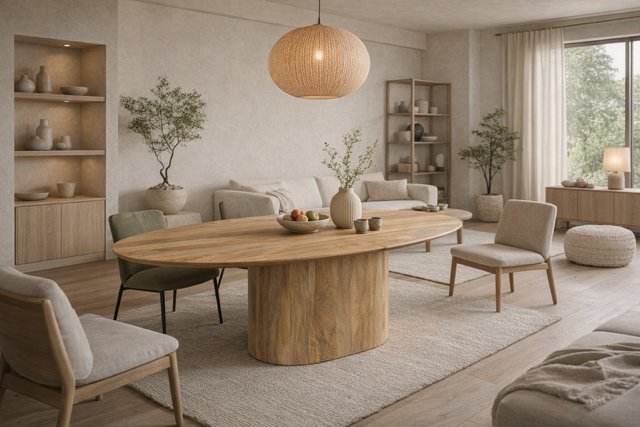 Eettafel Ovaal Kolompoot 180 cm Naturel