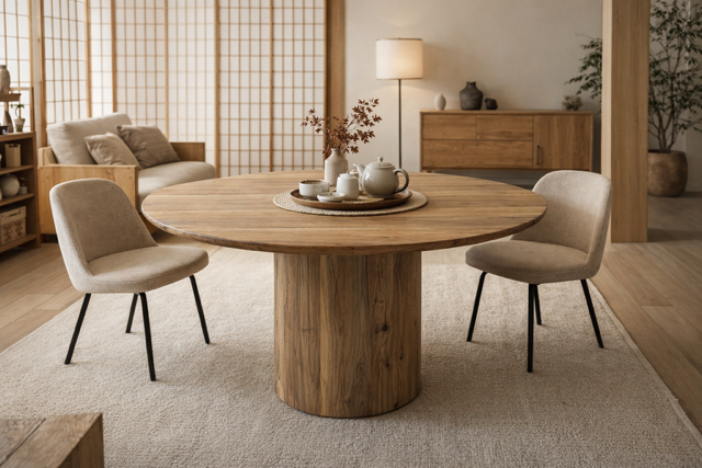 Eettafel Rond Kolompoot 180cm Naturel
