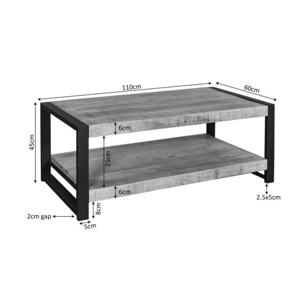 Salontafel Urban 110cm met onderblad