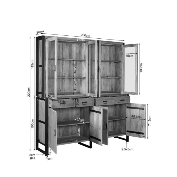 Vitrinekast Urban 200cm